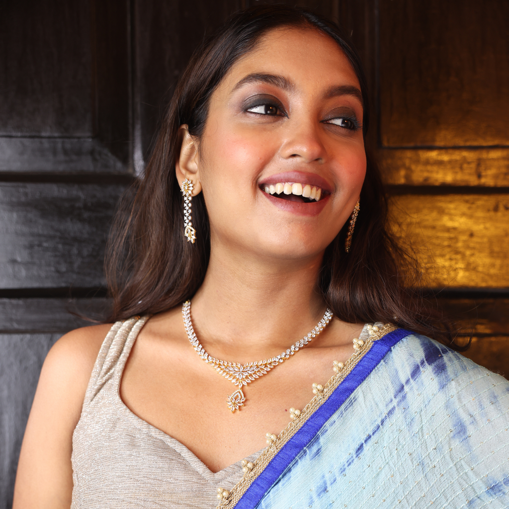 Lustrous Lily | Premium CZ Crystal Necklace Set