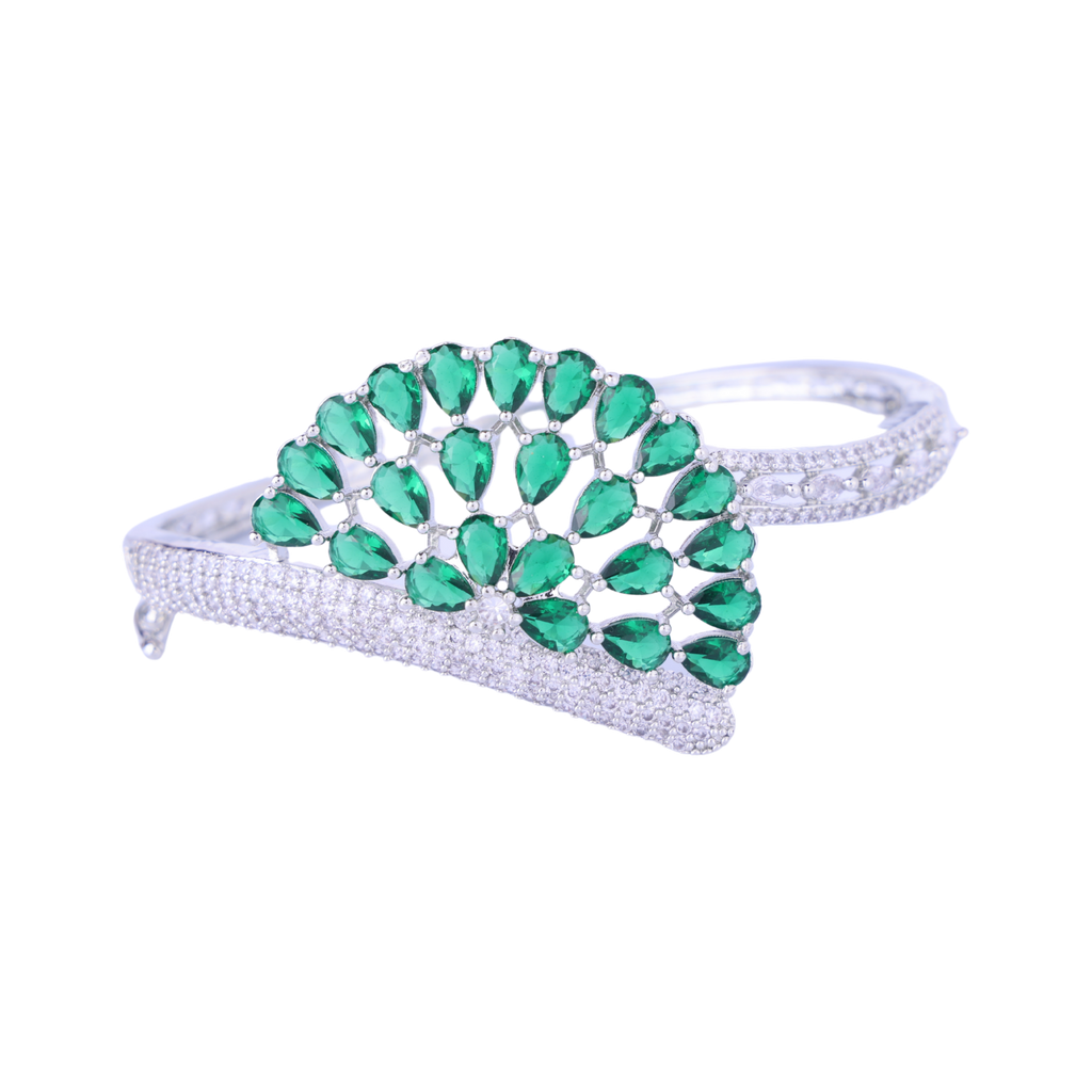 Crownova | Silver Plated | Emerald | Luxury CZ Crystal Bracelet