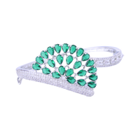 Crownova | Silver Plated | Emerald | Luxury CZ Crystal Bracelet
