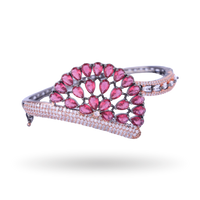 Crownova | Balck & Rose Gold Plated | Ruby | Luxury CZ Crystal Bracelet