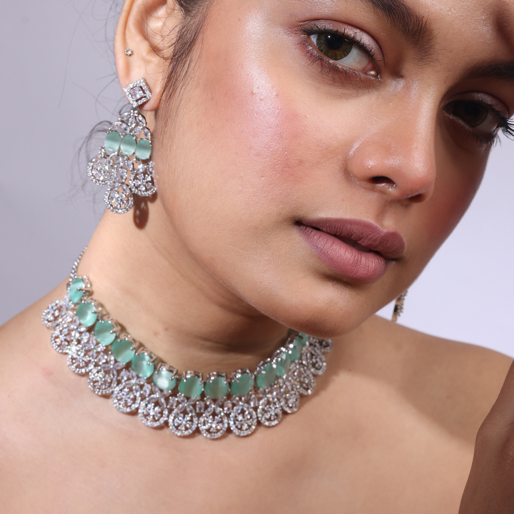Jewel of The Mint | Luxury CZ Crystal Choker Set