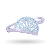 Crownova | Silver Plated | Aquamarine | Luxury CZ Crystal Bracelet