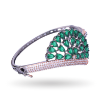 Crownova | Black & Rose Gold Plated | Emerald | Luxury CZ Crystal Bracelet