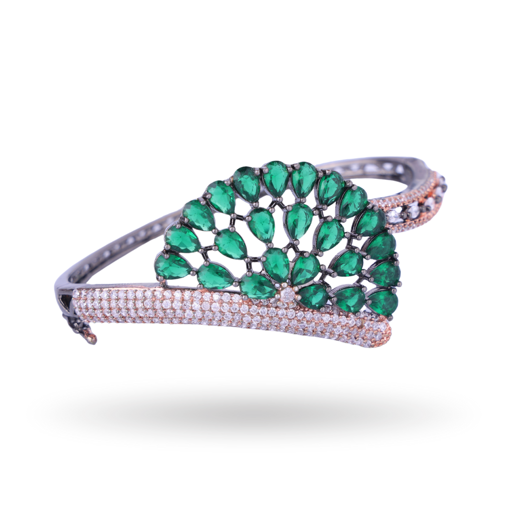 Crownova | Black & Rose Gold Plated | Emerald | Luxury CZ Crystal Bracelet
