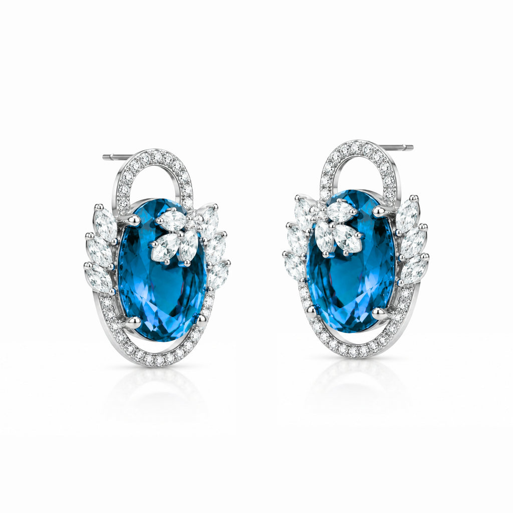 Swayround | Aquamarine | Premium CZ Crystal Earring