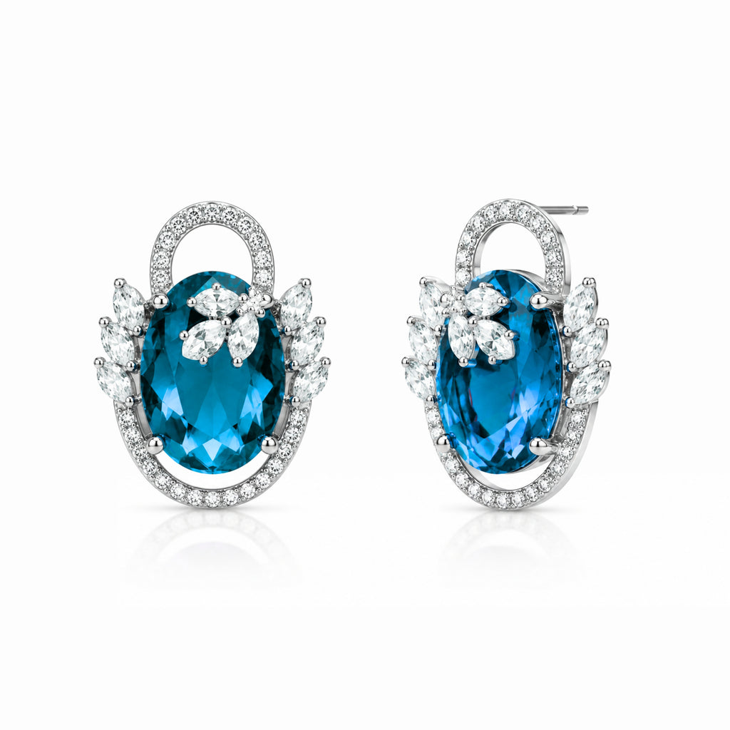 Swayround | Aquamarine | Premium CZ Crystal Earring