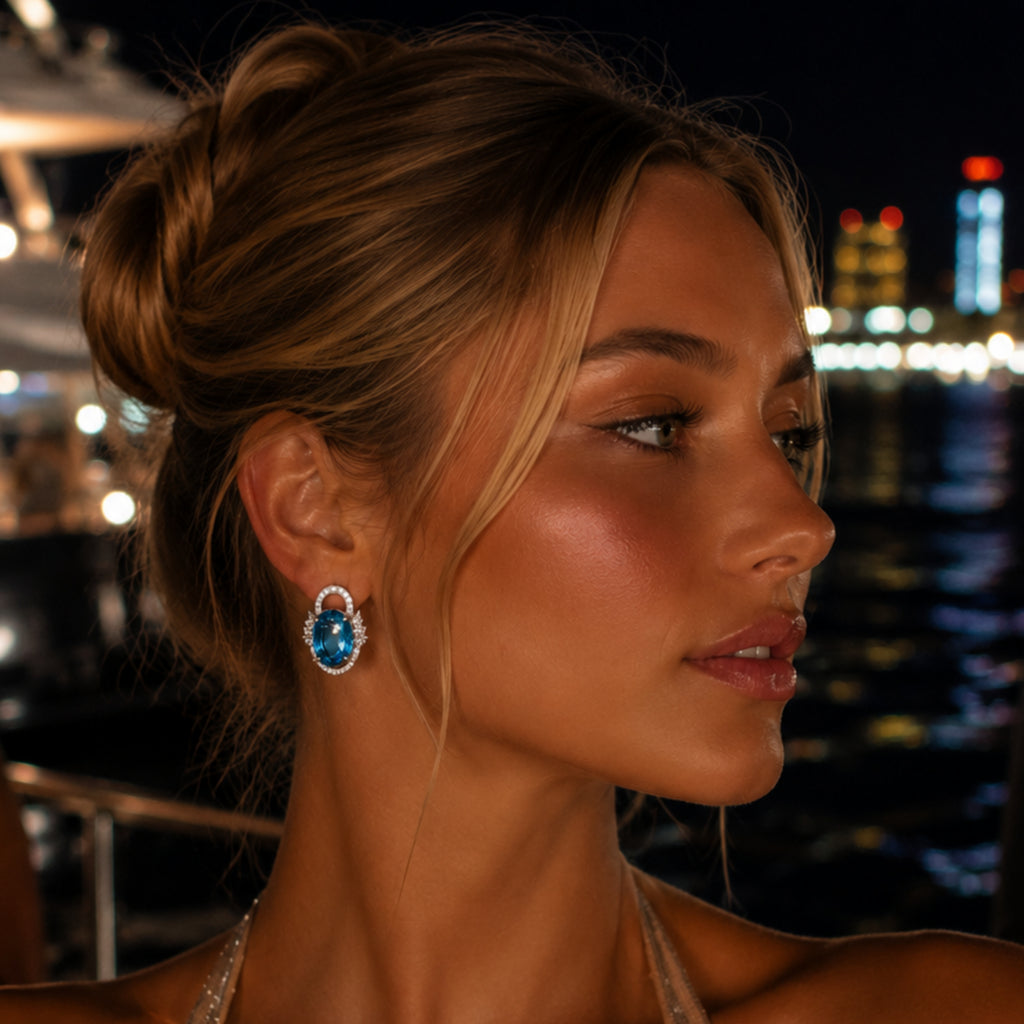 Swayround | Aquamarine | Premium CZ Crystal Earring