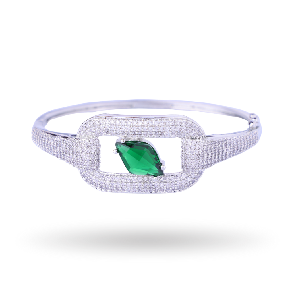 Crown Bangle | Emerald | Luxury CZ Crystal Bracelet