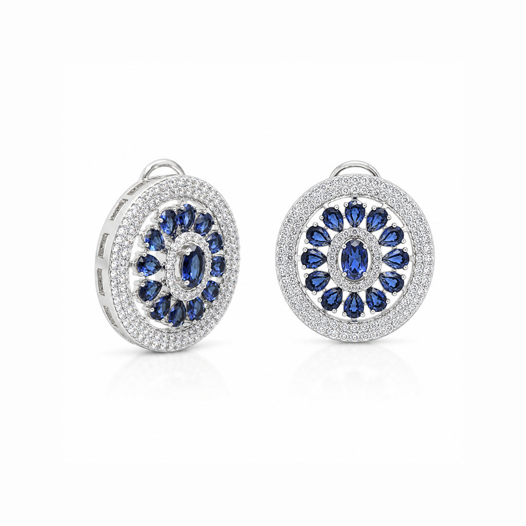 Round Aria | Sapphire | Premium CZ Crystal Earring
