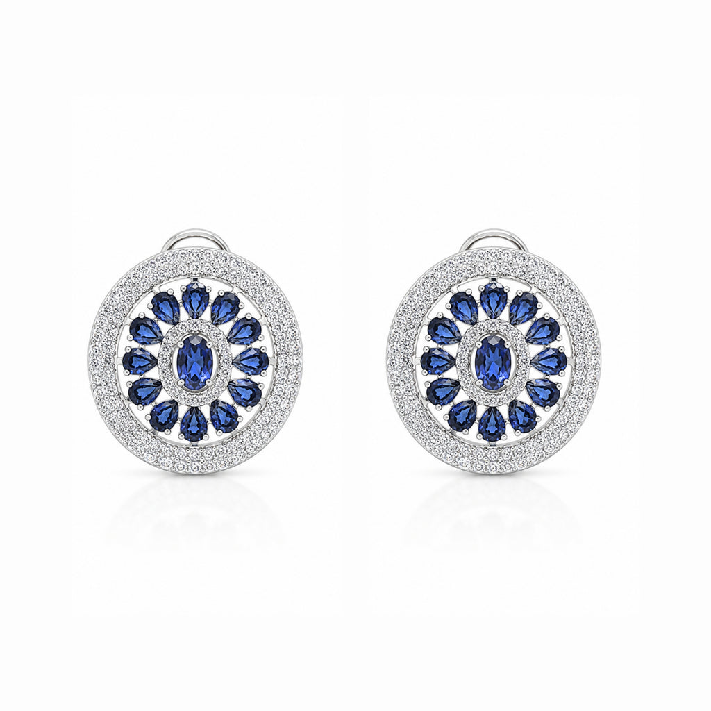 Round Aria | Sapphire | Premium CZ Crystal Earring