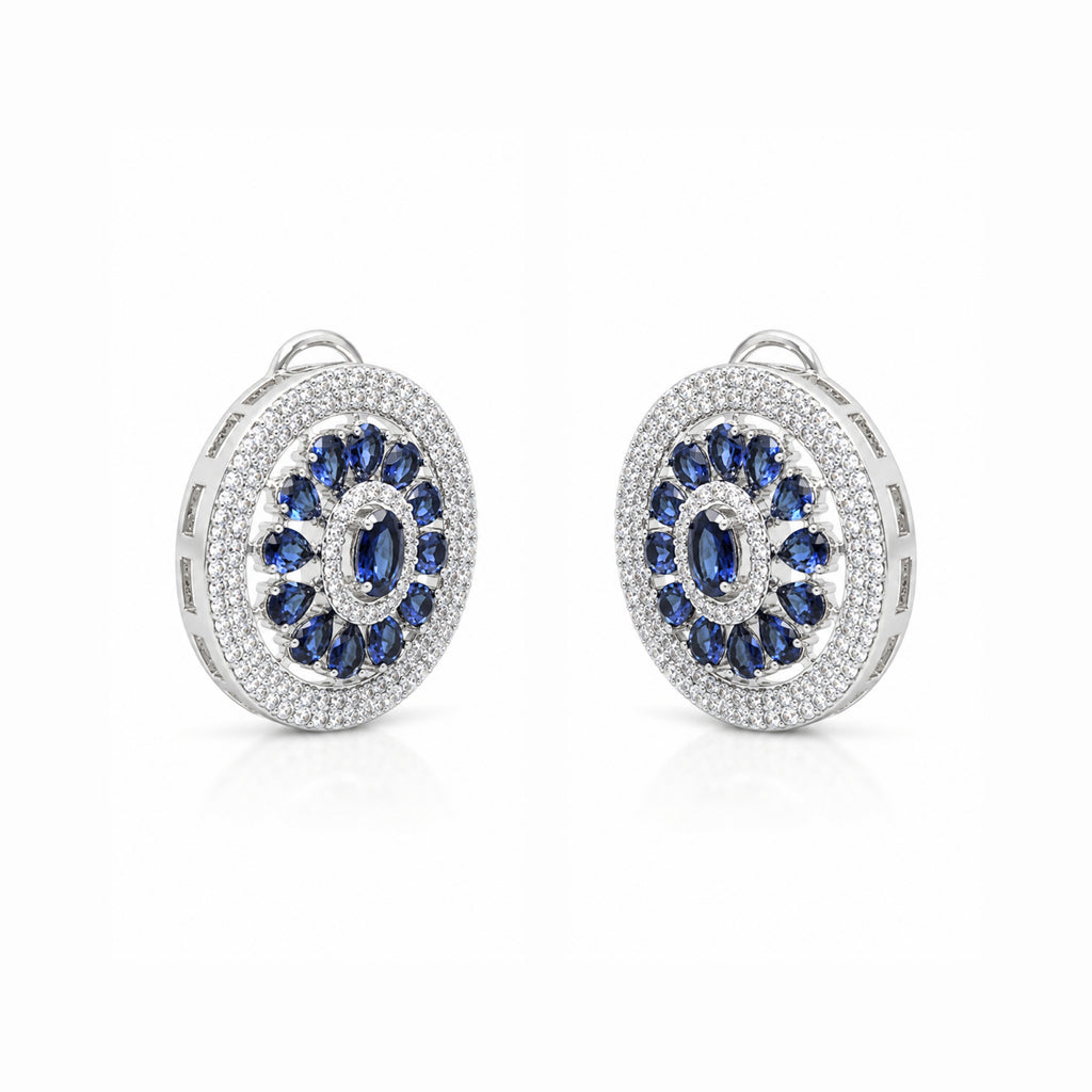 Round Aria | Sapphire | Premium CZ Crystal Earring