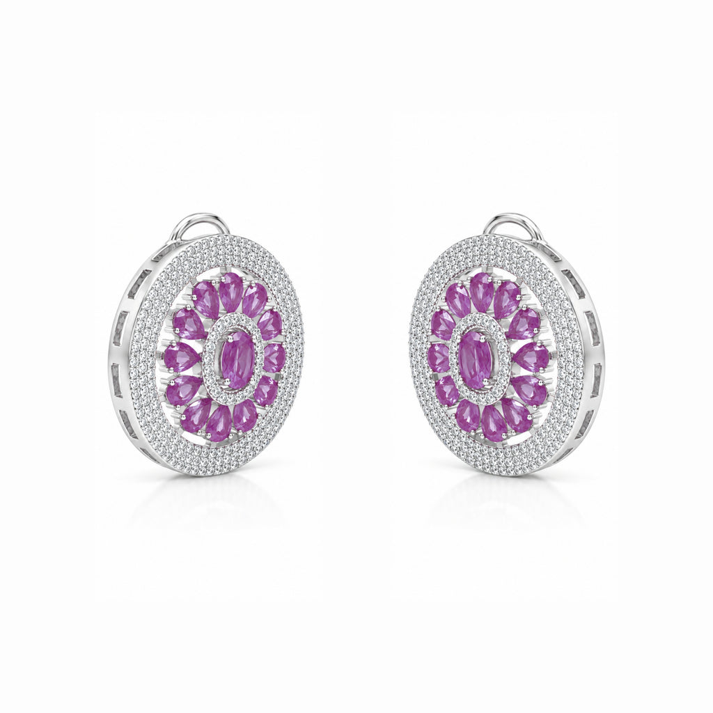 Round Aria | Ruby | Premium CZ Crystal Earring