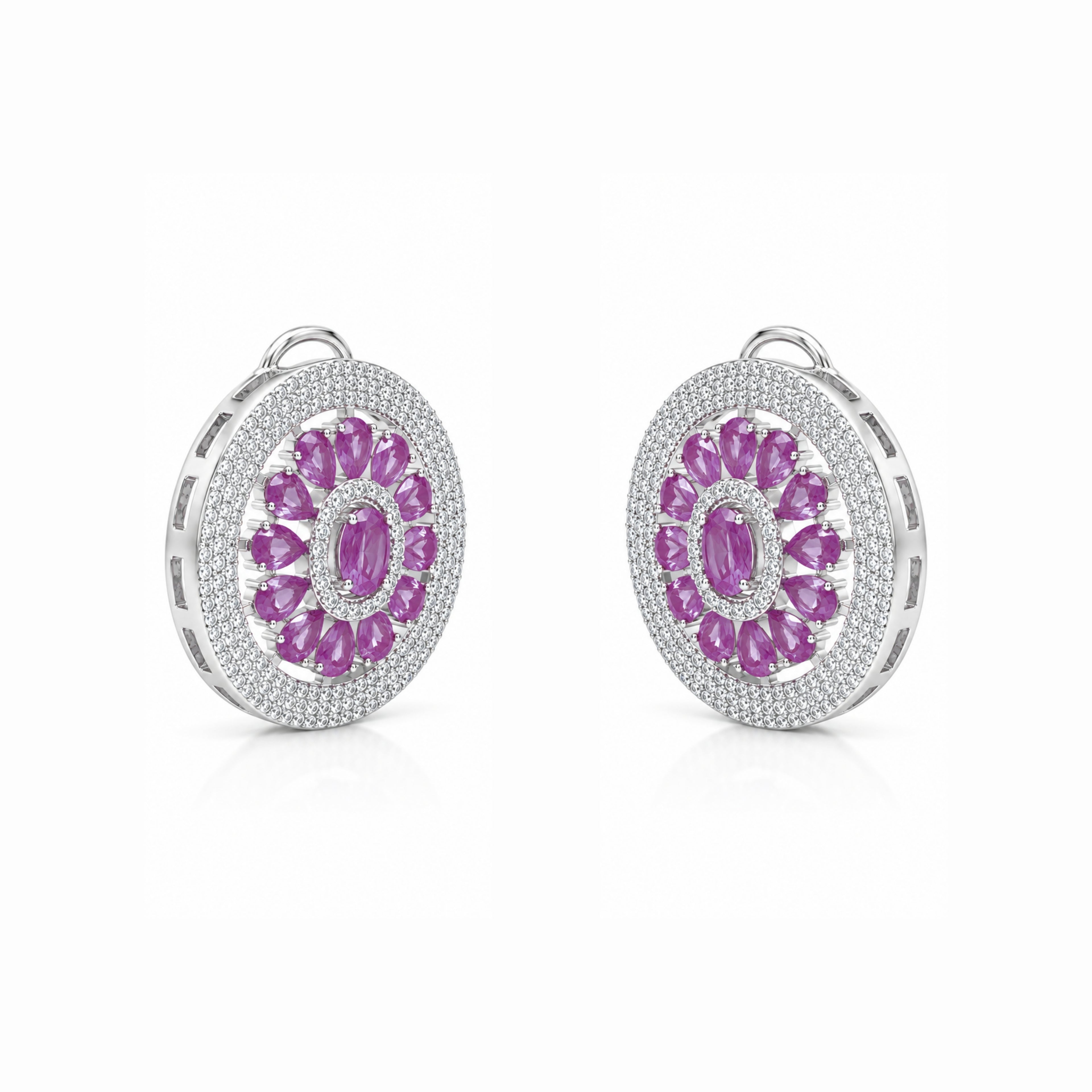 Round Aria | Ruby | Premium CZ Crystal Earring