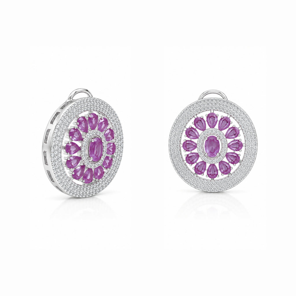Round Aria | Ruby | Premium CZ Crystal Earring