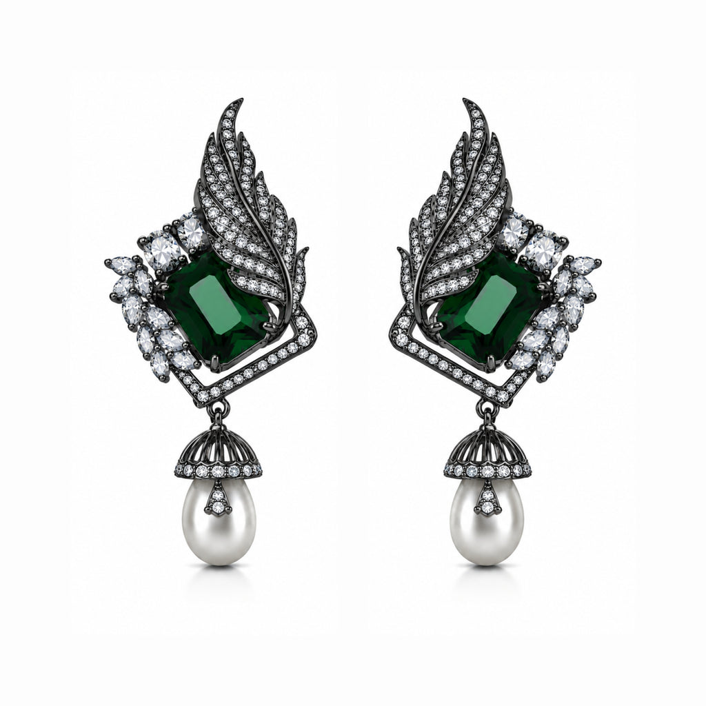 Kite | Emerald | Premium CZ Crystal Earrings