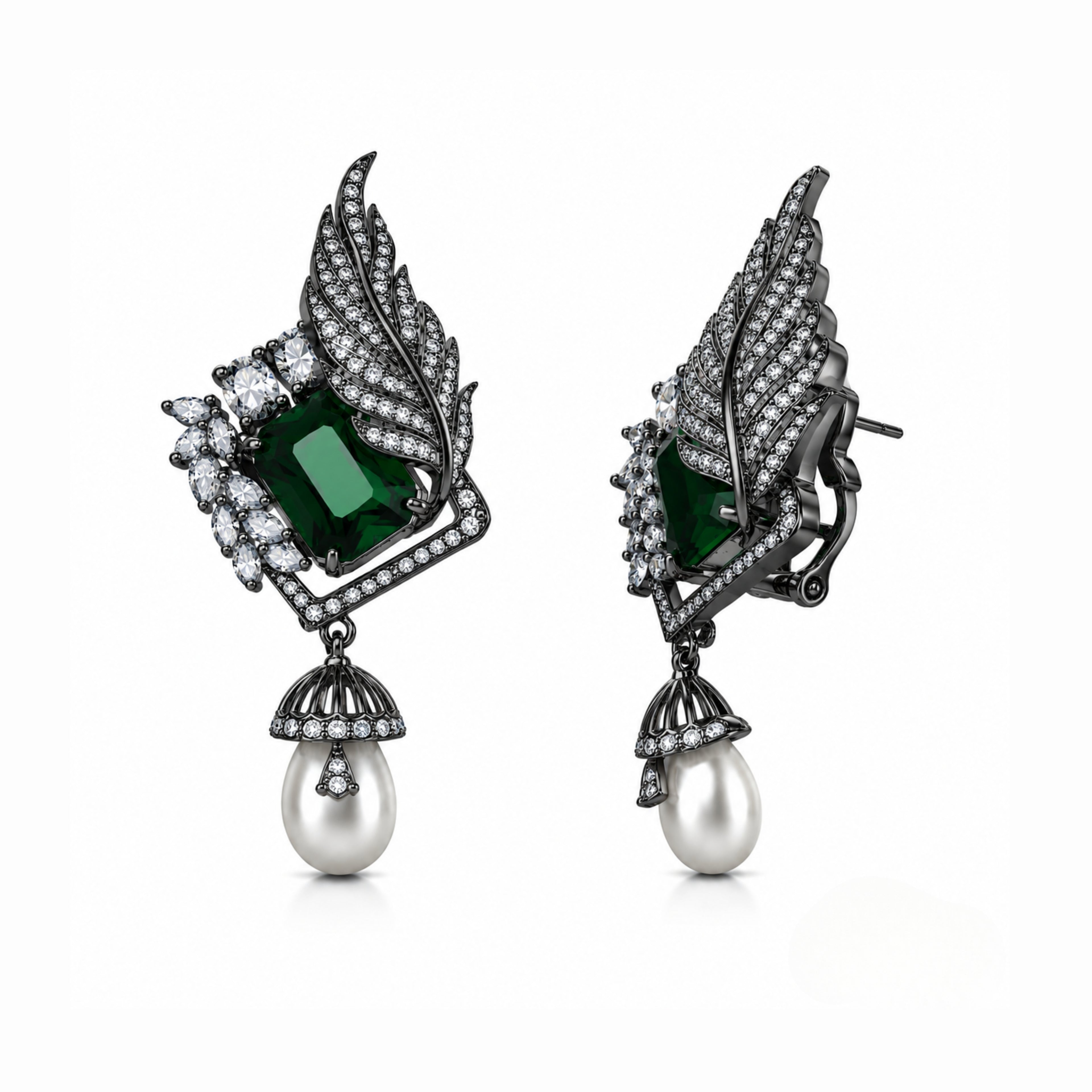 Kite | Emerald | Premium CZ Crystal Earrings