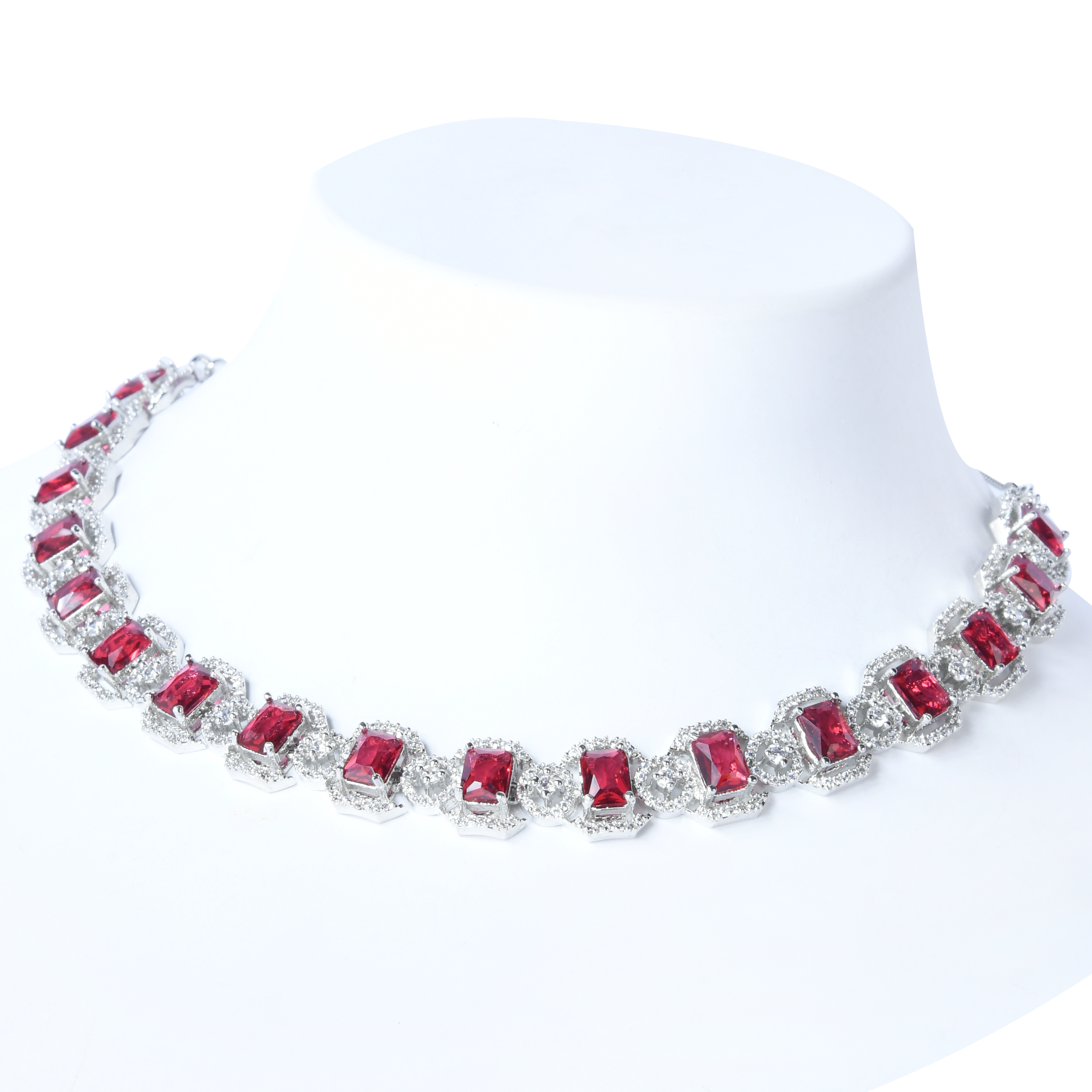 Crimson Ruby Blaze | Luxury Crystal Necklace Set