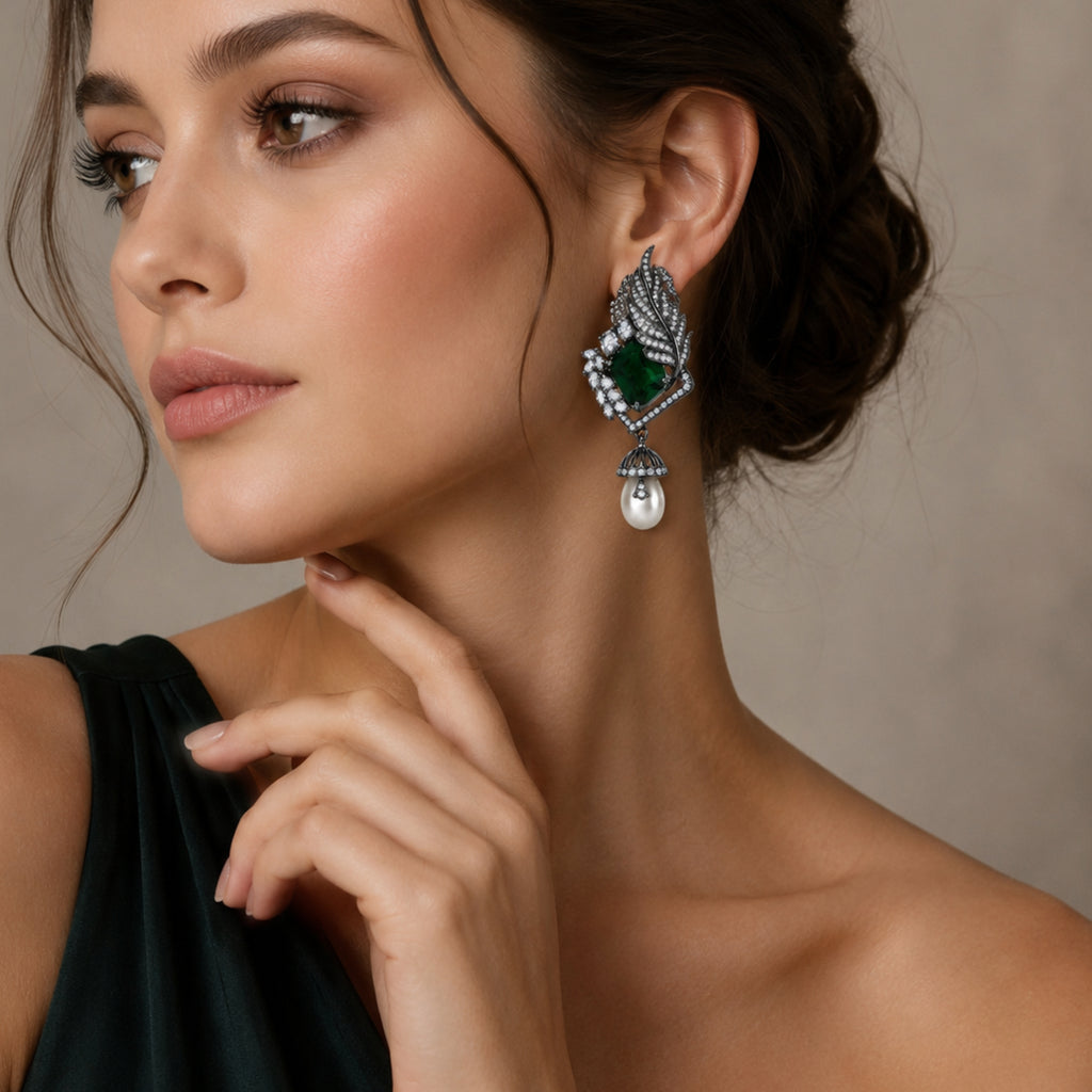 Kite | Emerald | Premium CZ Crystal Earrings