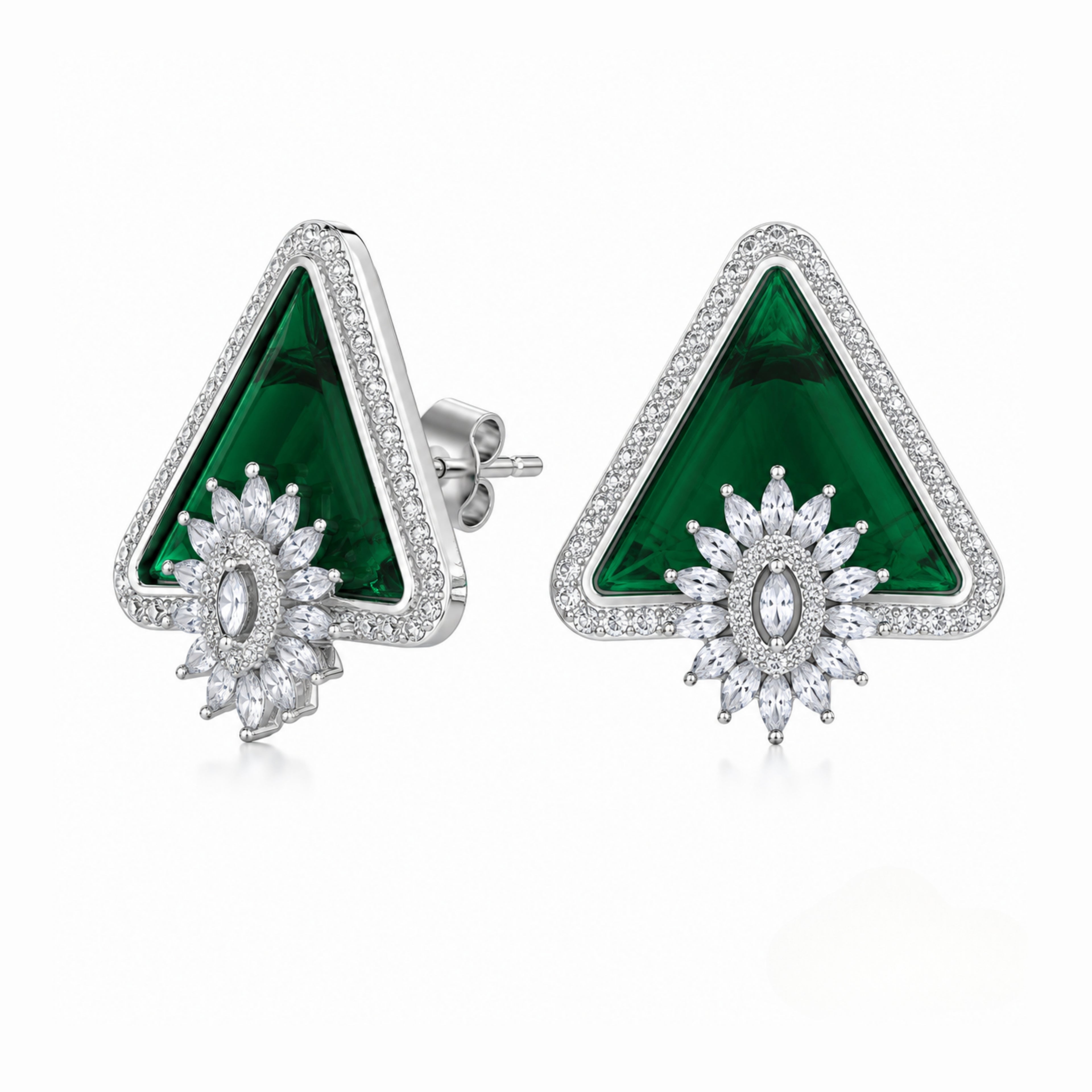 Triglow | Emerald | Premium CZ Crystal Earring