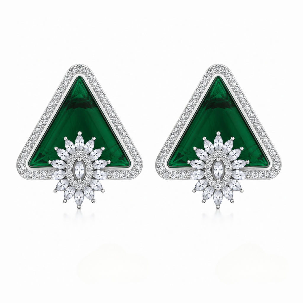 Triglow | Emerald | Premium CZ Crystal Earring