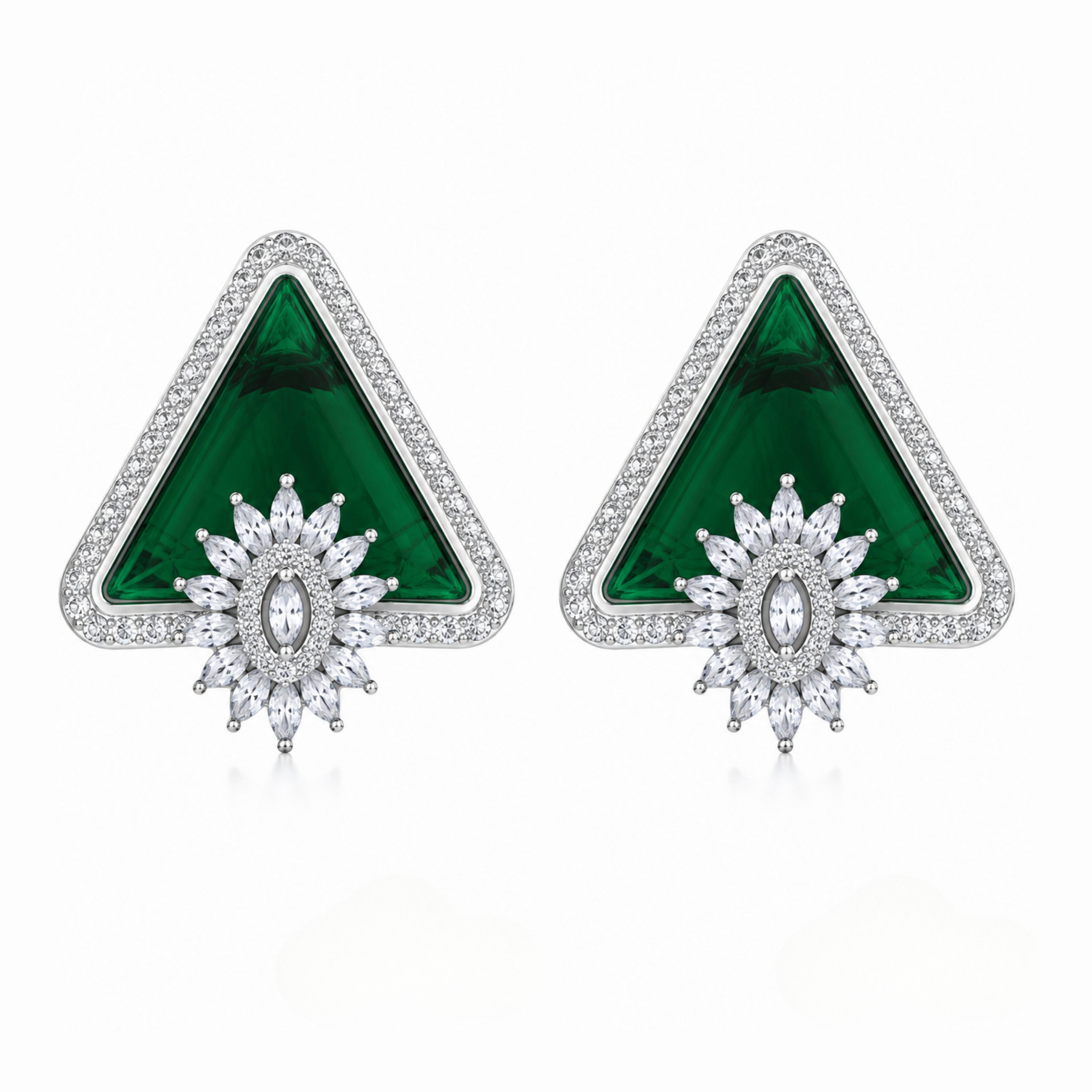 Triglow | Emerald | Premium CZ Crystal Earring