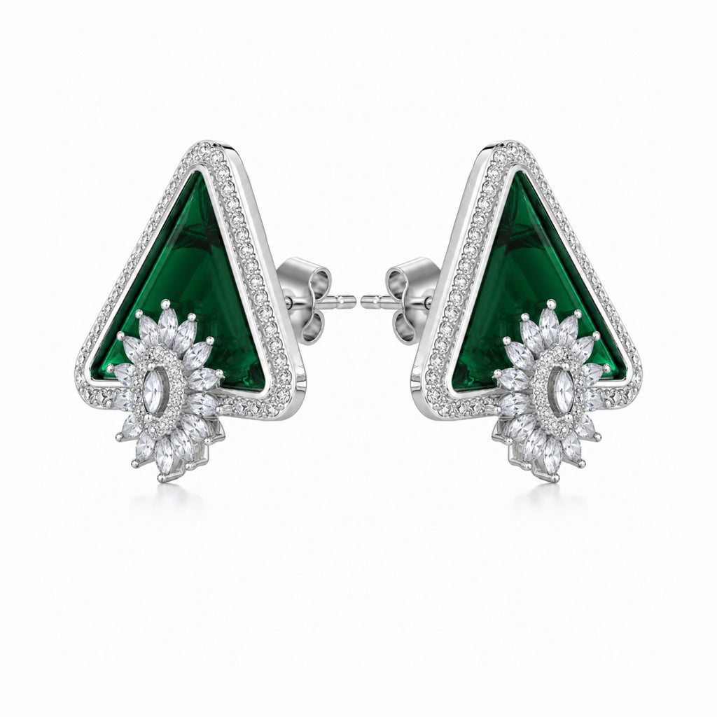 Triglow | Emerald | Premium CZ Crystal Earring
