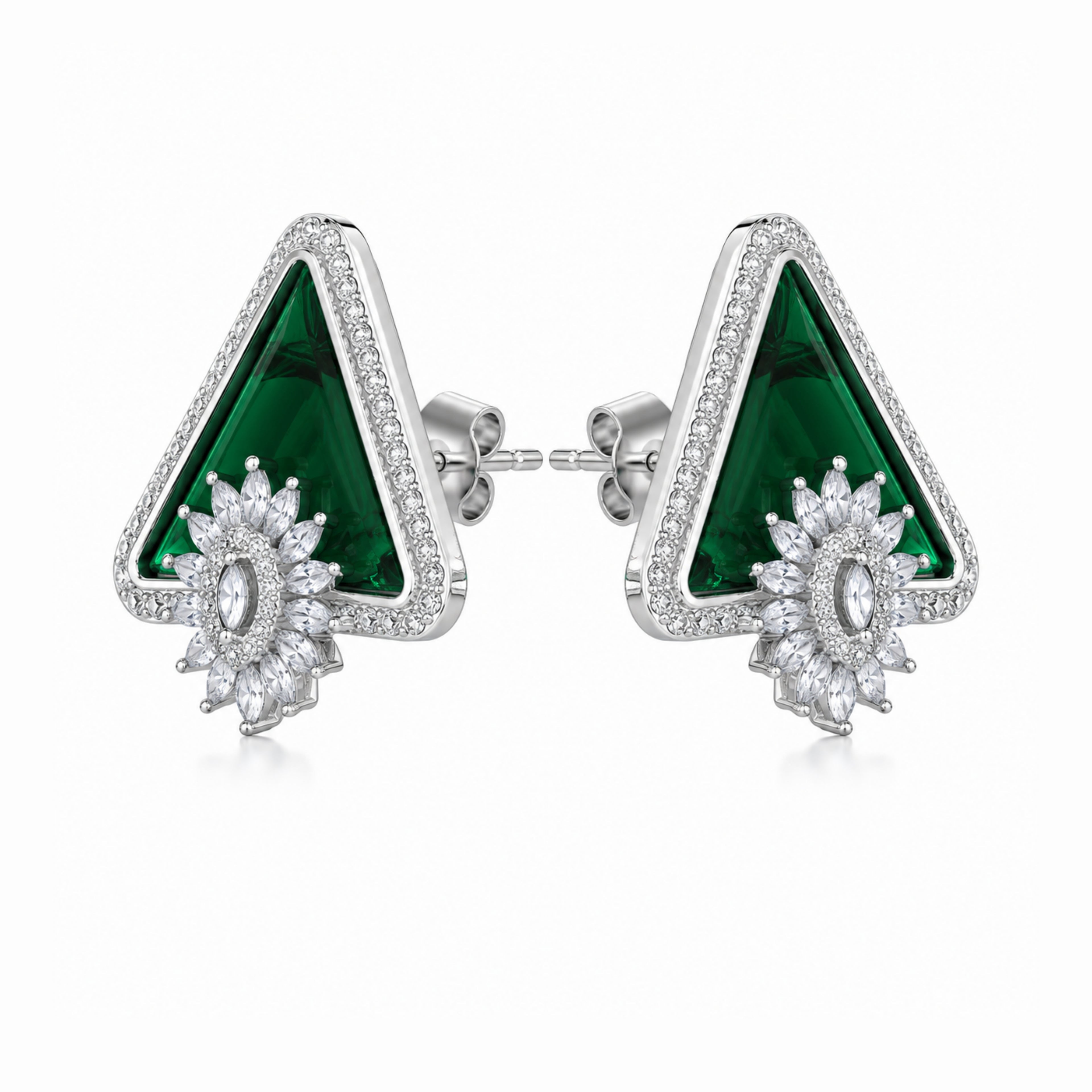 Triglow | Emerald | Premium CZ Crystal Earring