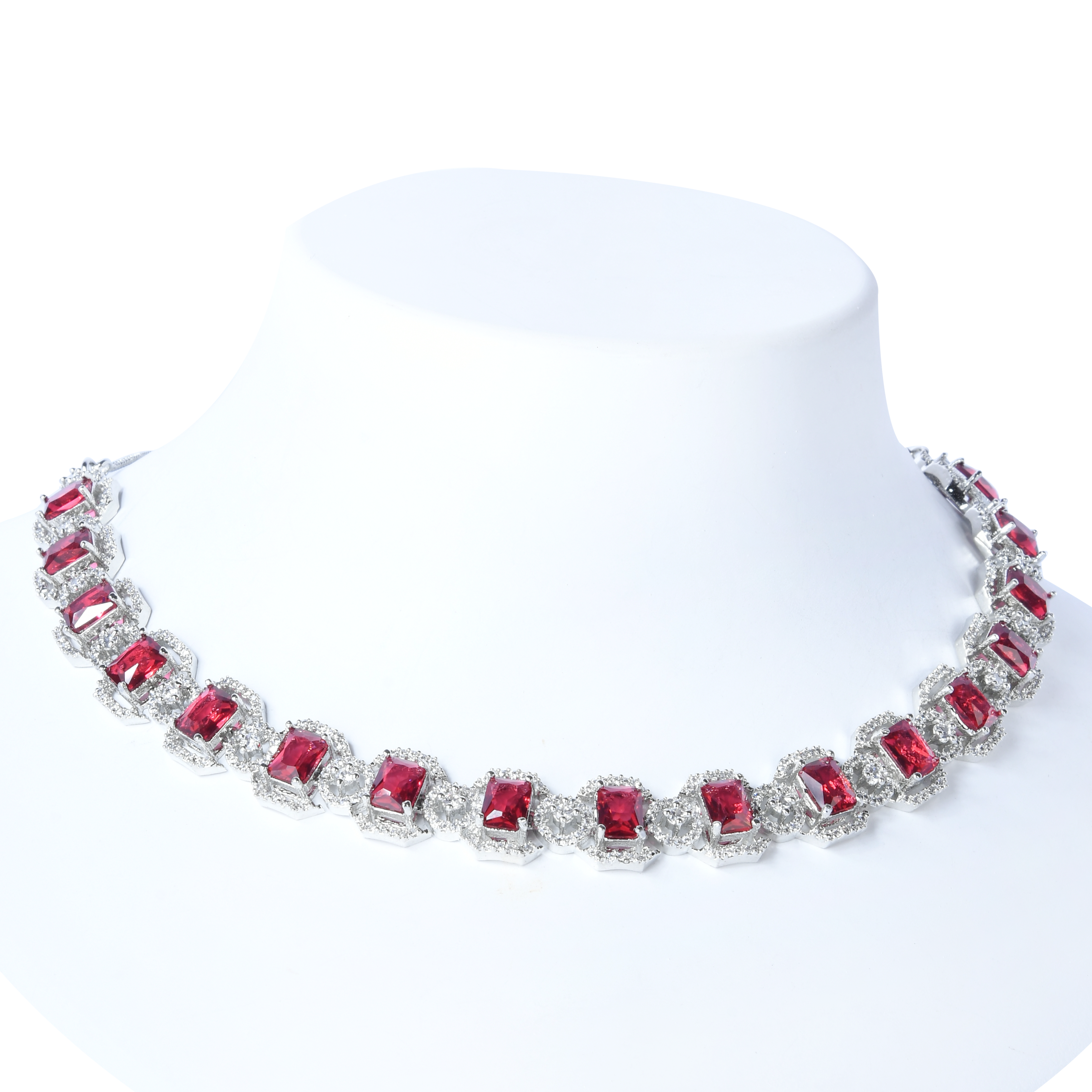 Crimson Ruby Blaze | Luxury Crystal Necklace Set
