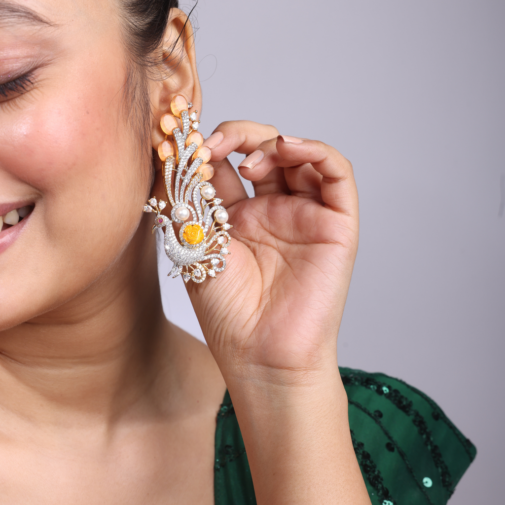 Chrono Royal Orange | Luxury CZ Crystal Earring