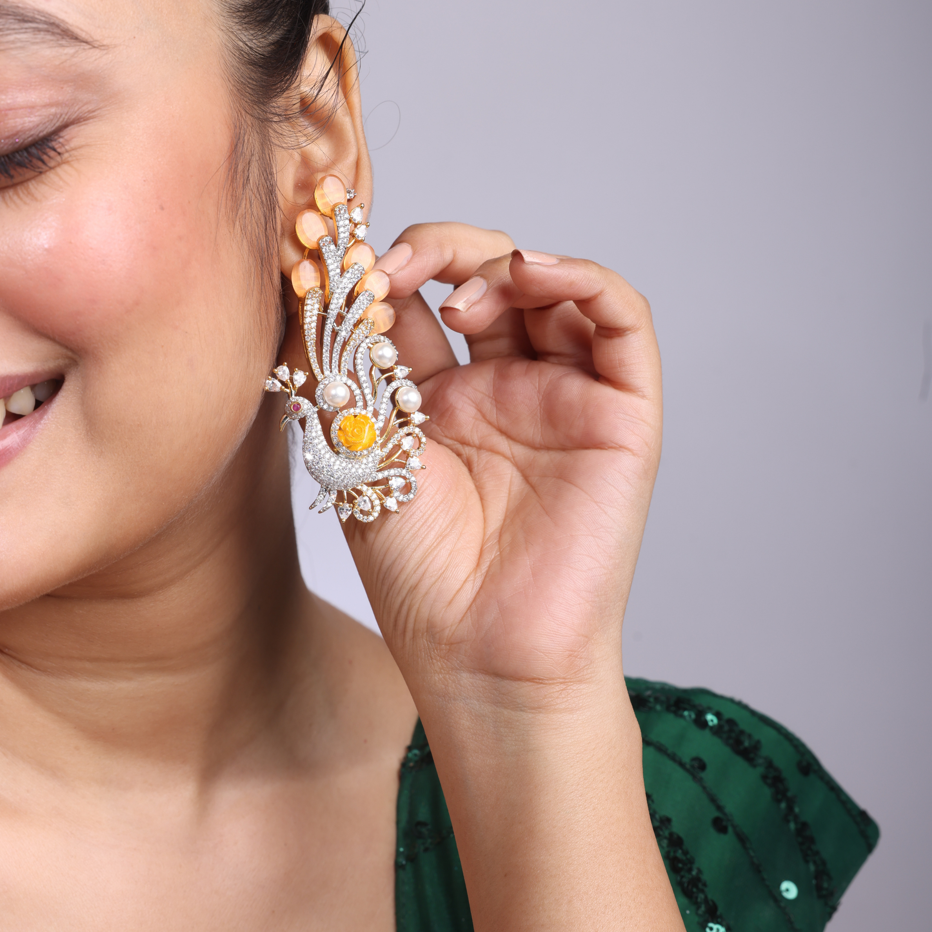 Chrono Royal Orange | Luxury CZ Crystal Earring