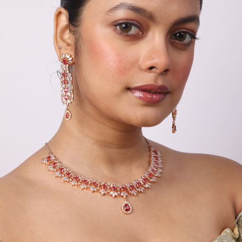 Adored Mark | Hydra Red | Luxury CZ Crystal Necklace Set