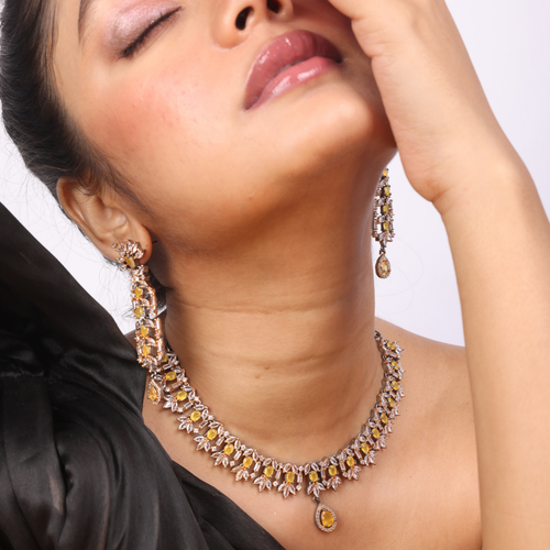 Adored Mark | Citrine | Luxury CZ Crystal Necklace Set