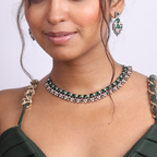 Aetherial Emerald Weave | Premium CZ Crystal Necklace Set