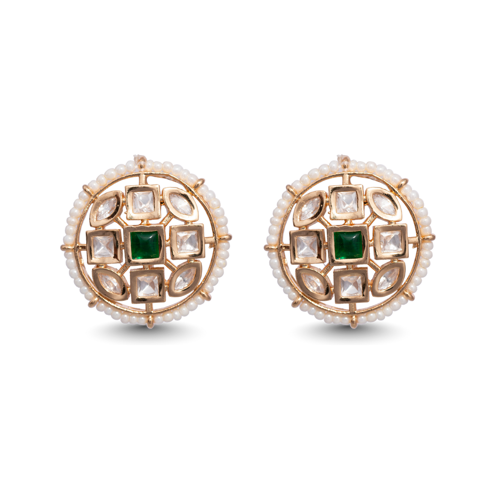 Antique Ember Studs | Emerald | Premium CZ Crystals Earring