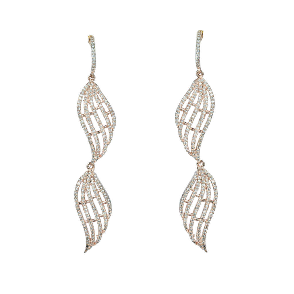 Arcane Leafy Envoice | Rose Rhapsody | Premium CZ Crystal Earrings