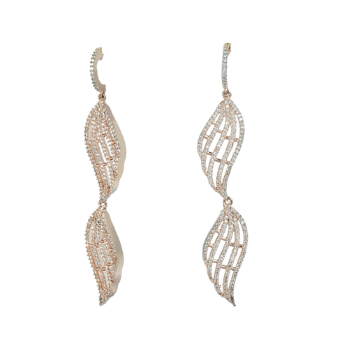 Arcane Leafy Envoice | Rose Rhapsody | Premium CZ Crystal Earrings