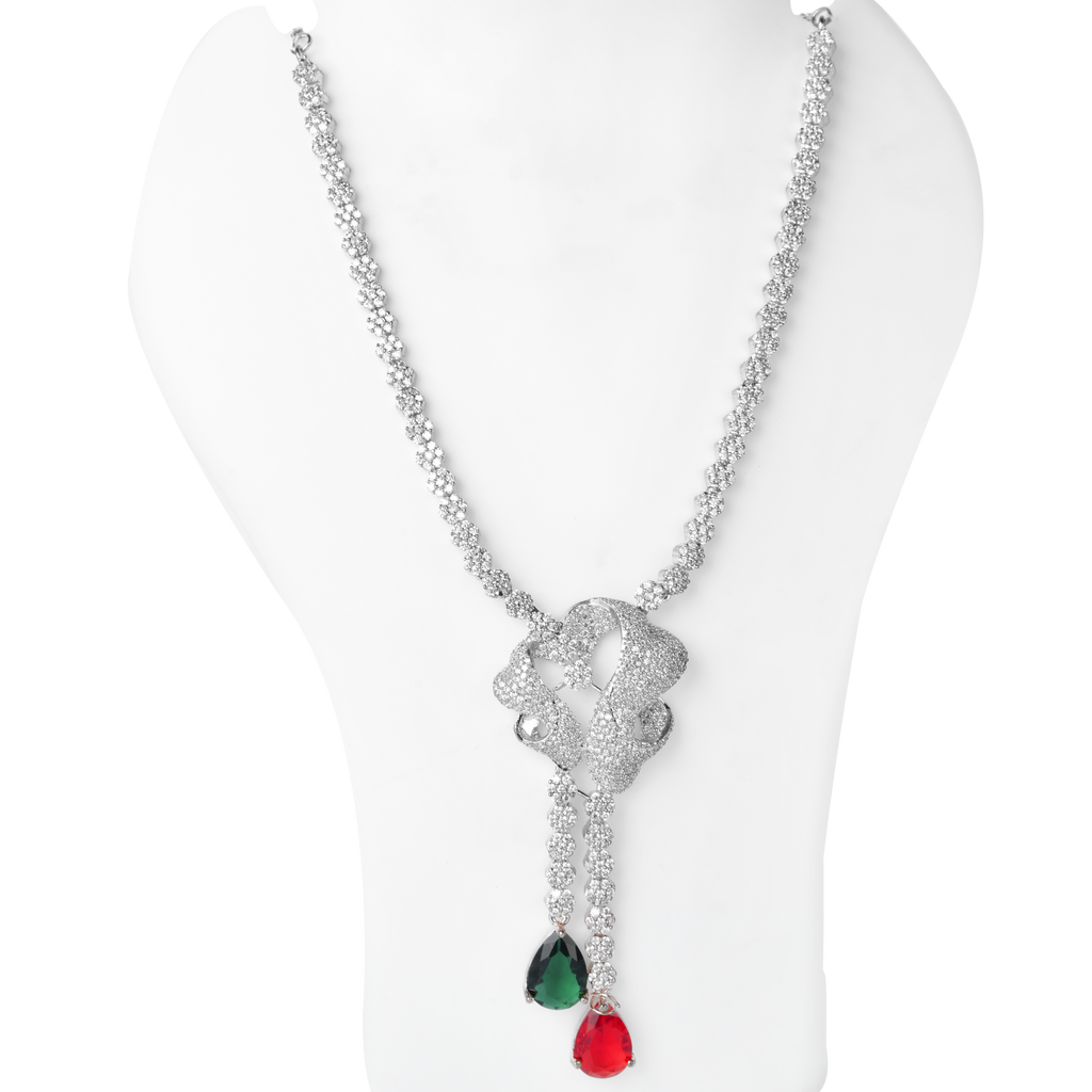 Athereal Rose  | Silverene | Signature CZ Crystal Necklace Set