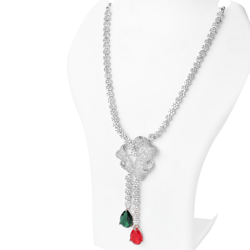 Athereal Rose  | Silverene | Signature CZ Crystal Necklace Set