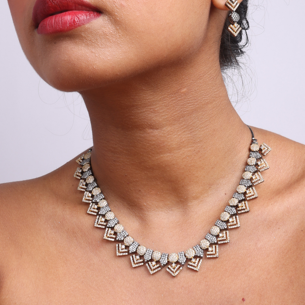 Glimmering Temple | Luxury CZ Crystal Necklace Set