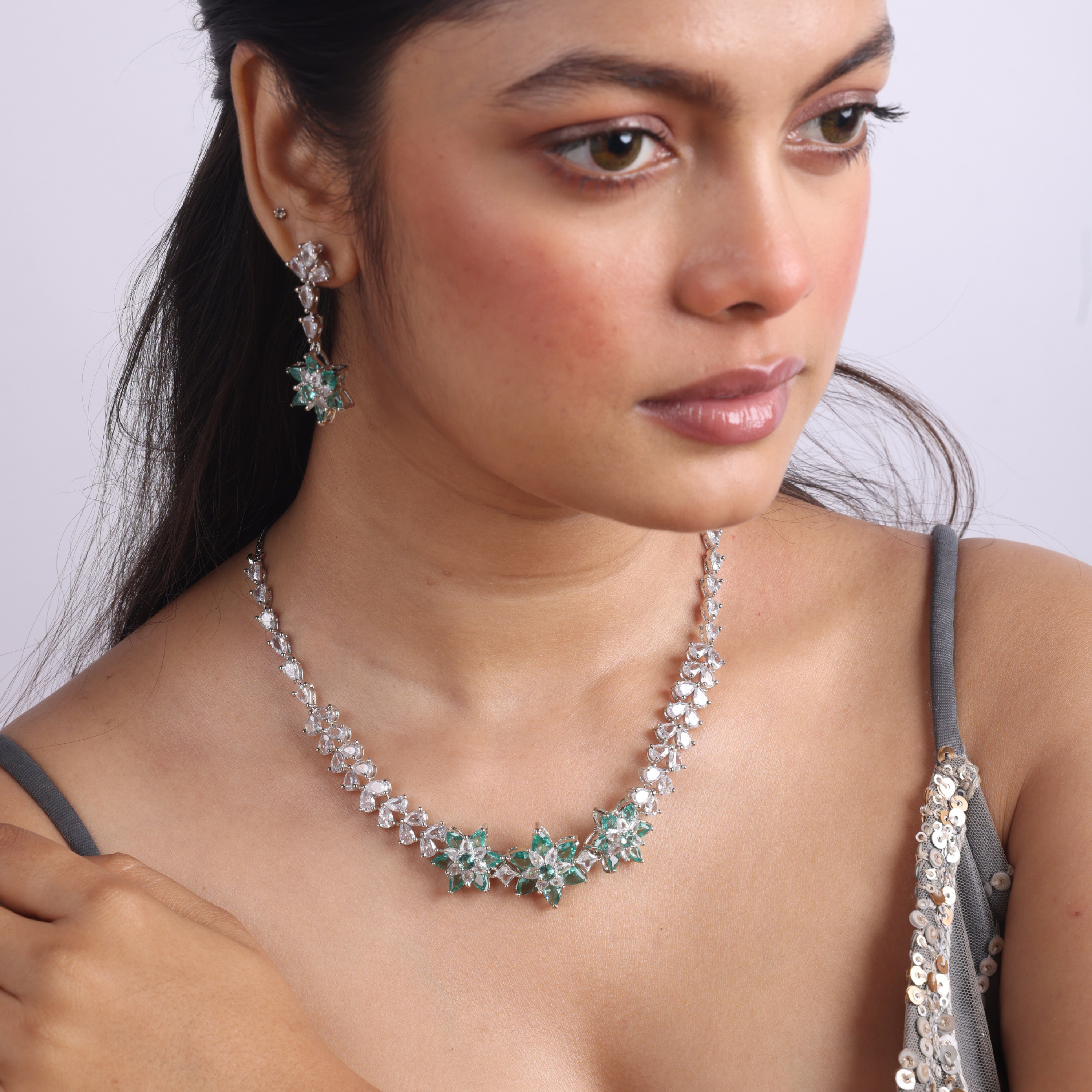 Beauty Gallore | Premium CZ Crystal Necklace Set