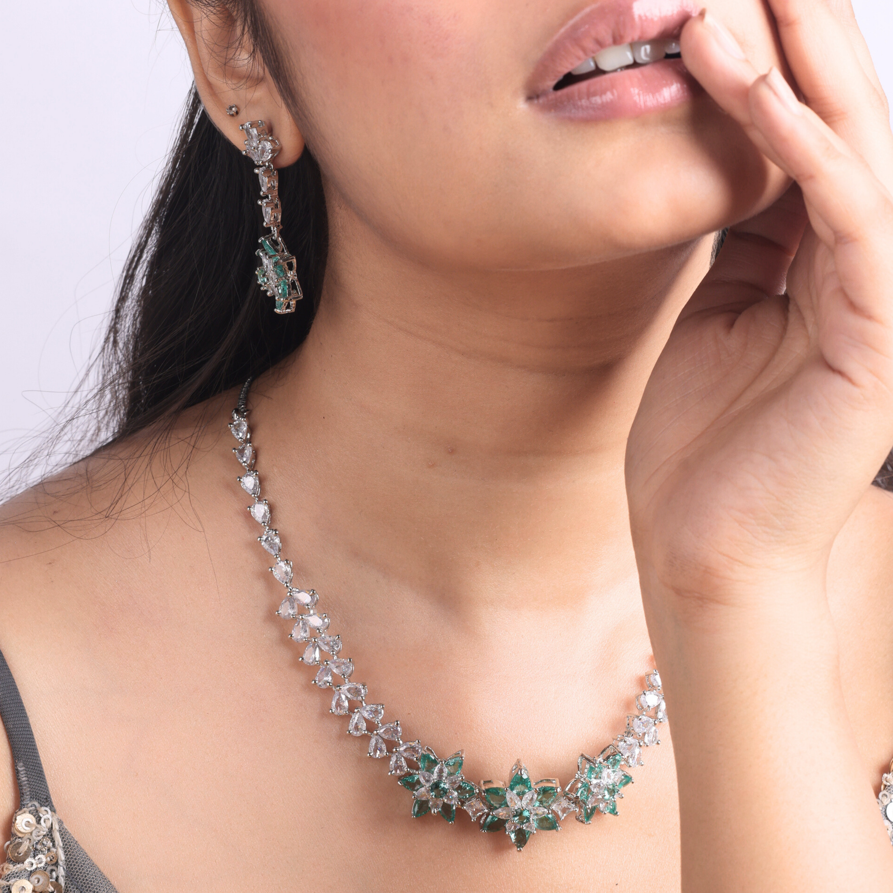 Beauty Gallore | Premium CZ Crystal Necklace Set