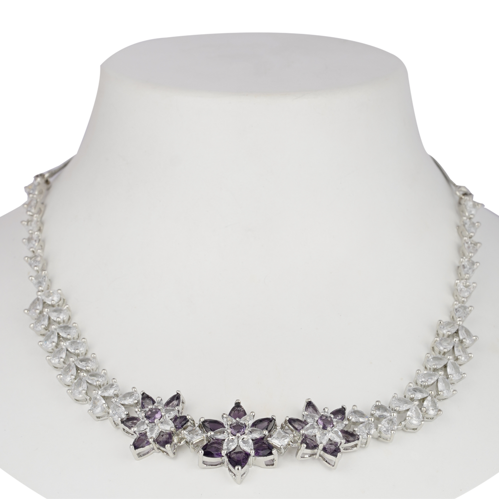 Beauty Gallore | Tanzanite | Premium CZ Crystal Necklace Set