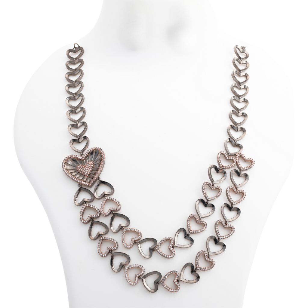 Blushing Heart Mark | Luxury CZ Crystal Necklace Set