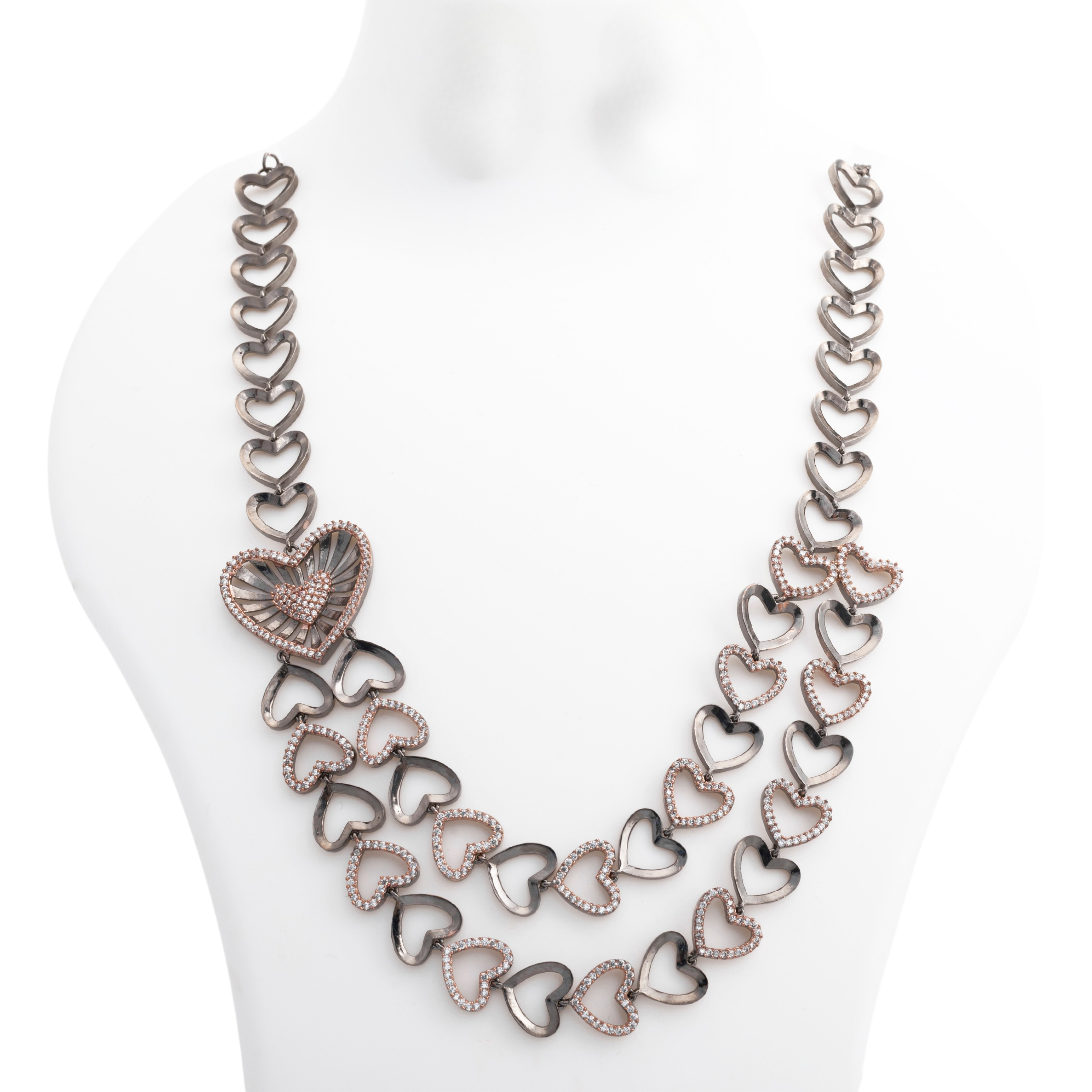 Blushing Heart Mark | Luxury CZ Crystal Necklace Set