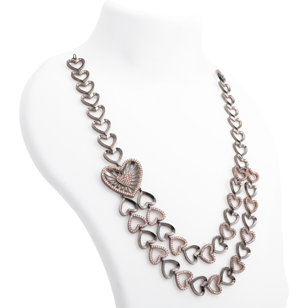 Blushing Heart Mark | Luxury CZ Crystal Necklace Set