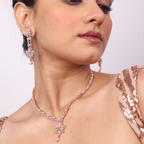 Blushing Pink Rose | Premium CZ Crystal Necklace Set