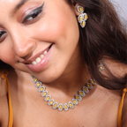 The Celestial Cascade | Premium CZ Crystal Necklace Set