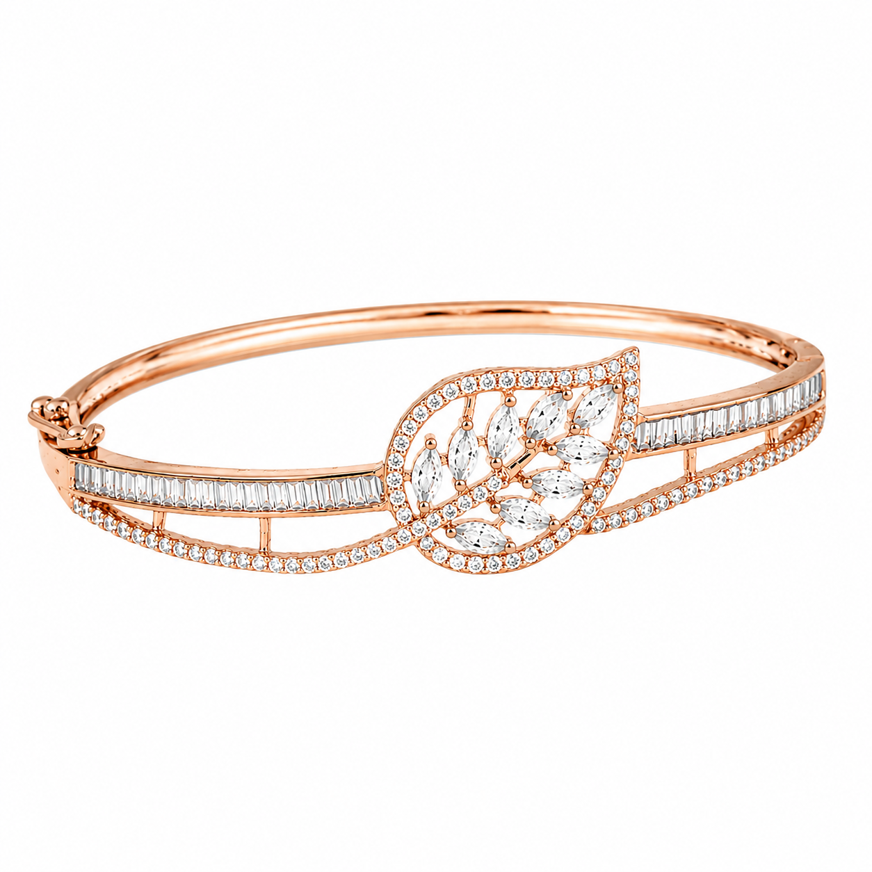 Leafy Crystal | White | Rose Gold Plated | Luxury Crystal Bracelet