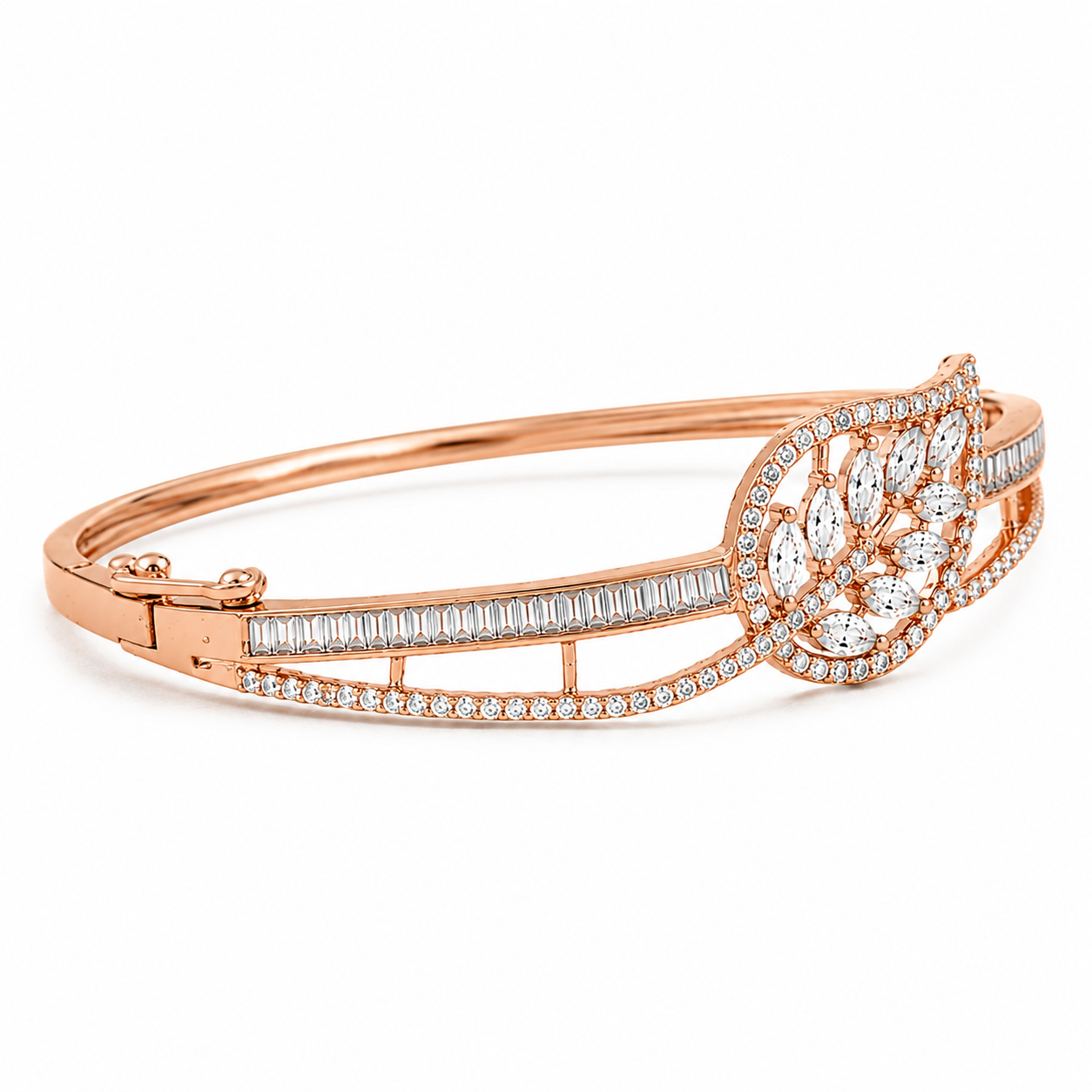 Leafy Crystal | White | Rose Gold Plated | Luxury Crystal Bracelet