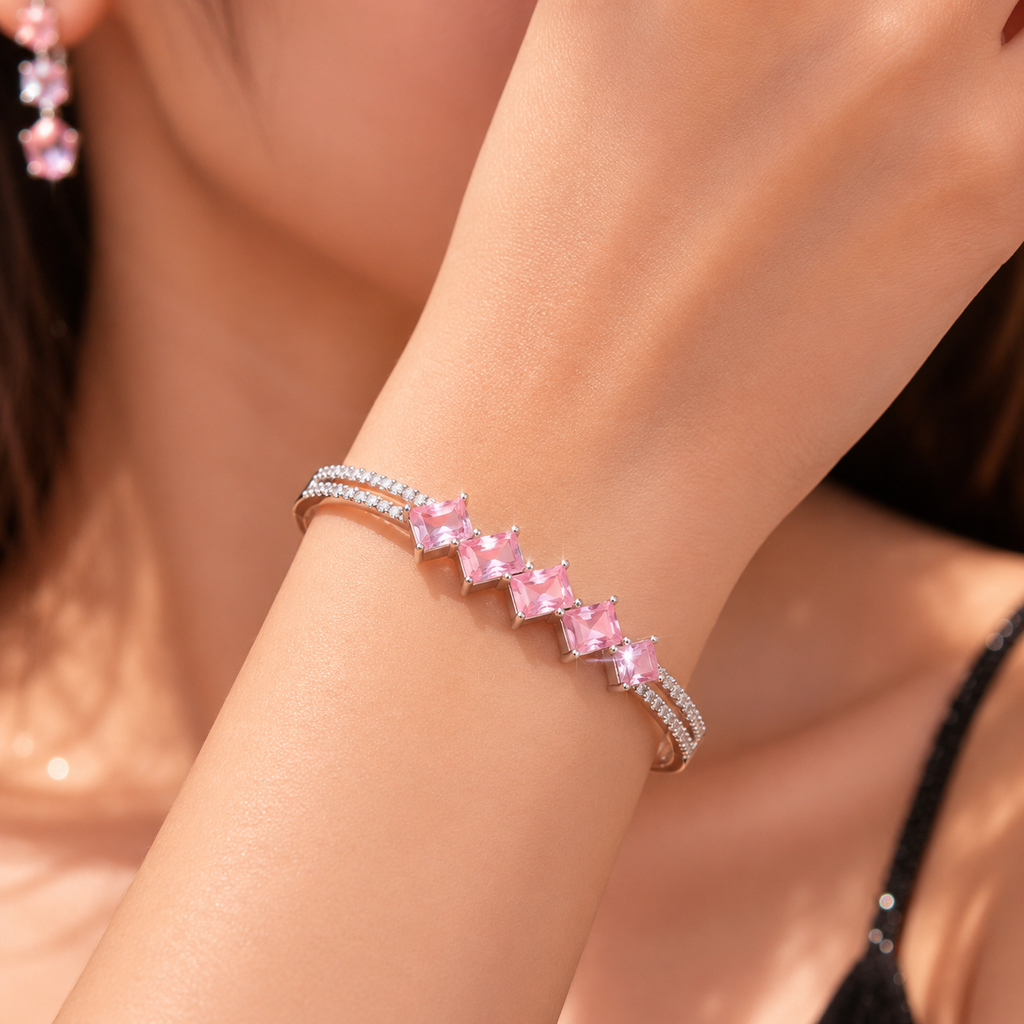 Pentarombo | Baby Pink | Premium CZ Crystal Bracelet